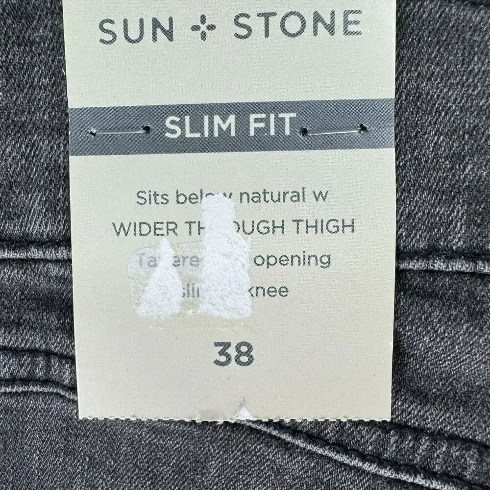 Sun + Stone Mens Athletic Slim Fit Oil Chrome Wash Jeans Gray 38